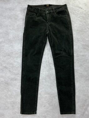 L&B Lucky & Blessed Sz 8 Black Corduroy Mid-Rise Skinny Stretch Jeans Pants